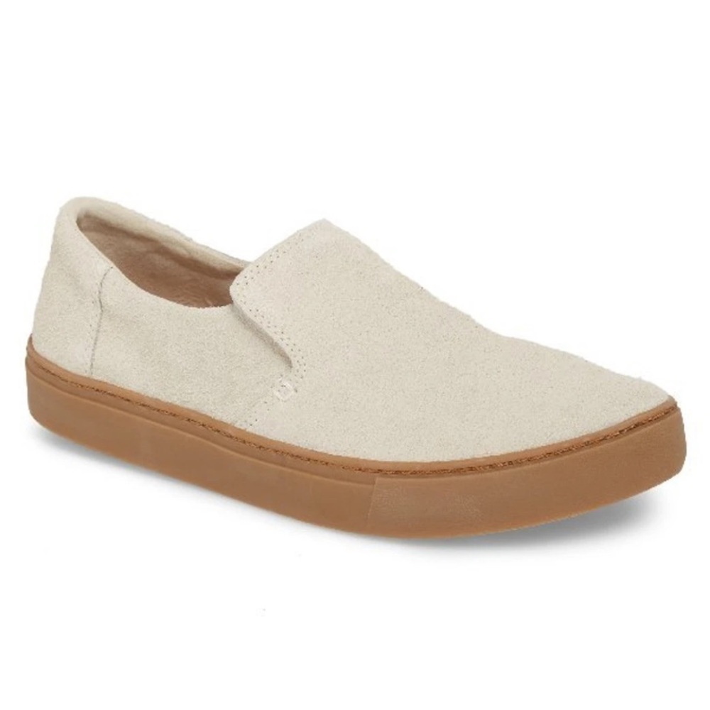 TOMS Lomas Slip-on Sneaker Cream Tan Shoes Birch Shaggy Suede/Gum Size 9